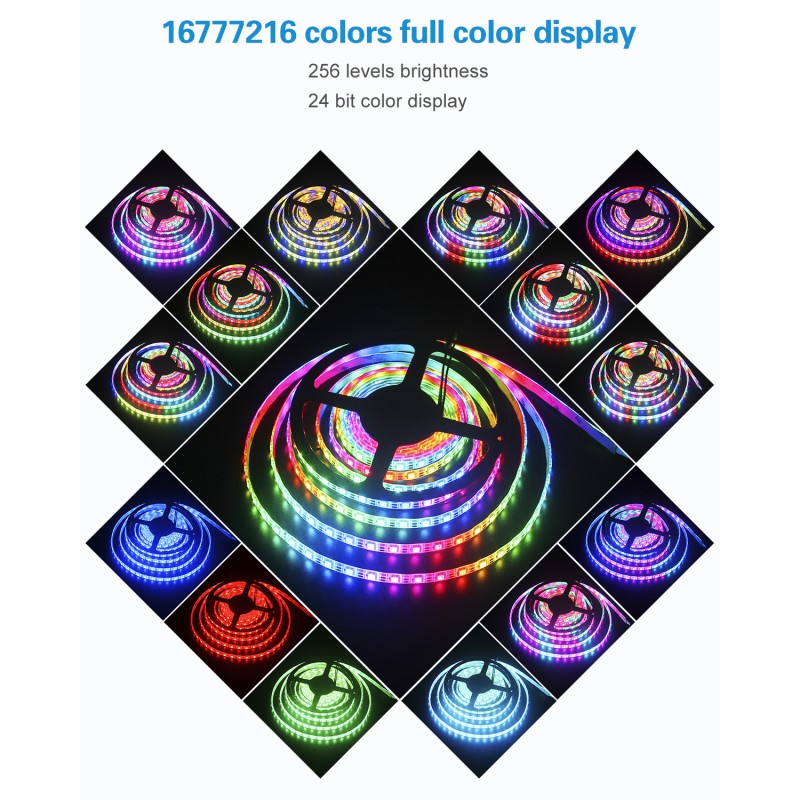 164ft Ws2812b Addressable Digital Rgb Led Strip Pixels Lights 5m 300 Leds Programmable Dream 